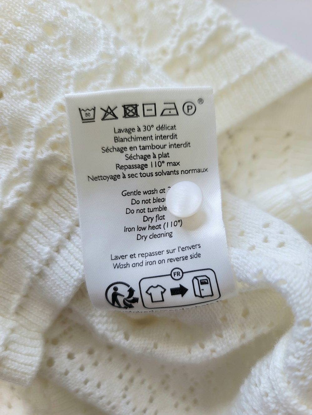 Sezane Keyla V-neck Lace Knit Cotton Sweater Cardigan Crochet Trim XXS - Picture 8 of 9